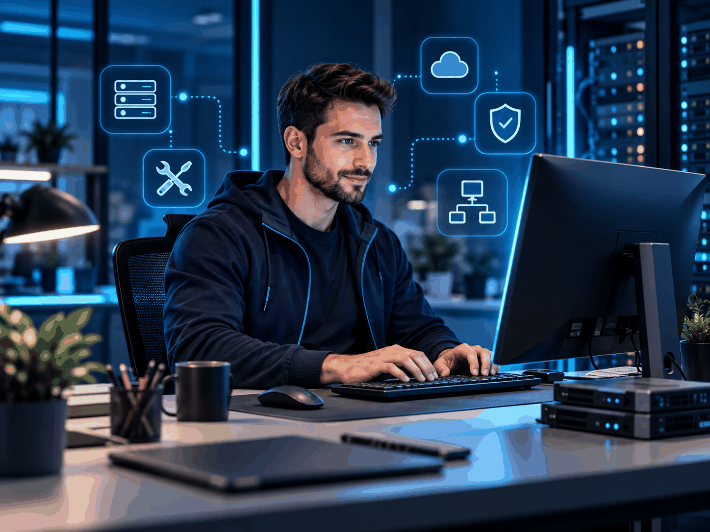 Technicien informatique TEAMALF au travail